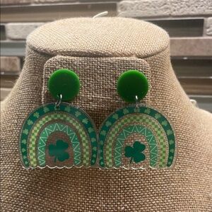 Green Clover Rainbow Earrings